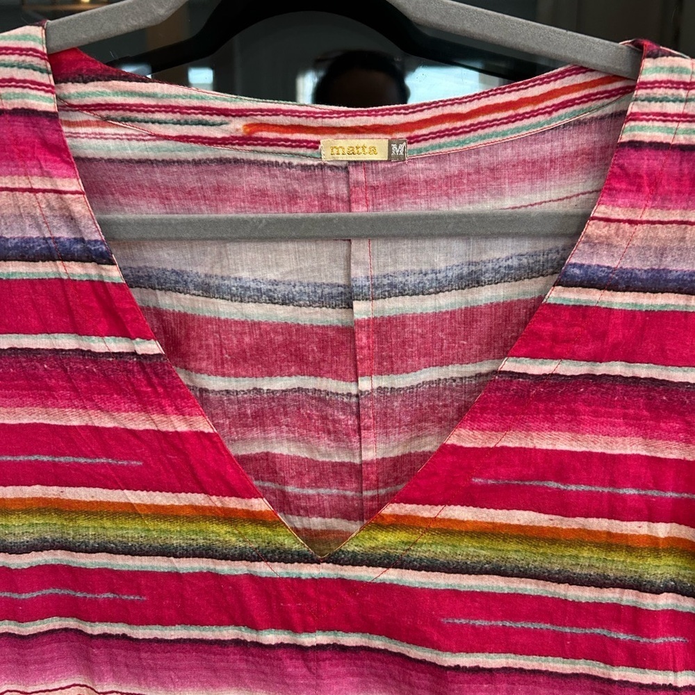 Matta Striped V-Neck Dress, size M. GUC. Southwestern style - Picture 2 of 3